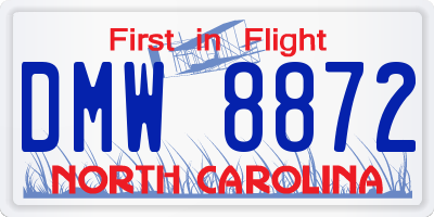 NC license plate DMW8872