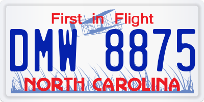 NC license plate DMW8875