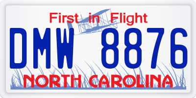 NC license plate DMW8876