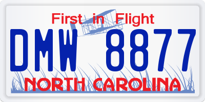 NC license plate DMW8877