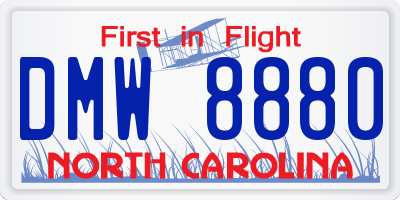 NC license plate DMW8880