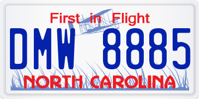 NC license plate DMW8885