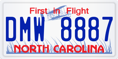 NC license plate DMW8887