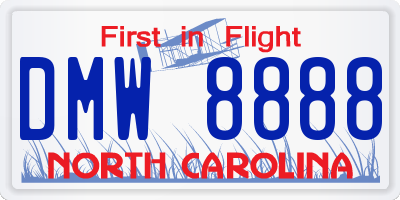 NC license plate DMW8888