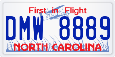 NC license plate DMW8889