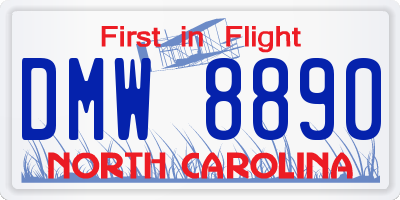 NC license plate DMW8890