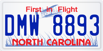 NC license plate DMW8893