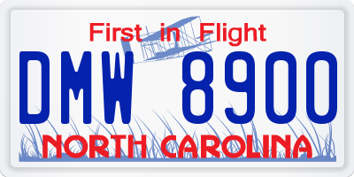 NC license plate DMW8900