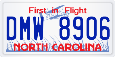 NC license plate DMW8906