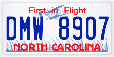 NC license plate DMW8907