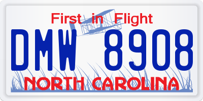 NC license plate DMW8908