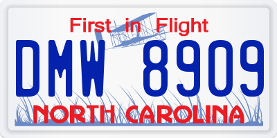 NC license plate DMW8909