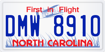 NC license plate DMW8910