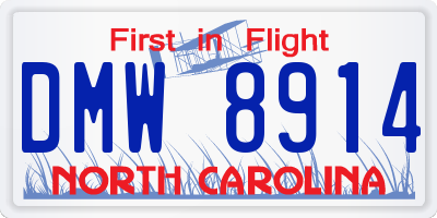 NC license plate DMW8914