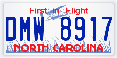 NC license plate DMW8917