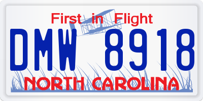 NC license plate DMW8918