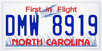 NC license plate DMW8919