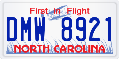 NC license plate DMW8921