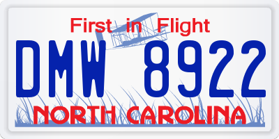 NC license plate DMW8922