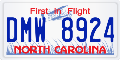 NC license plate DMW8924