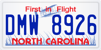 NC license plate DMW8926