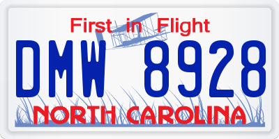 NC license plate DMW8928