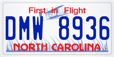 NC license plate DMW8936