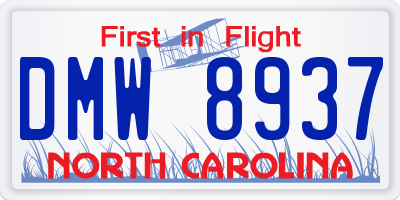 NC license plate DMW8937