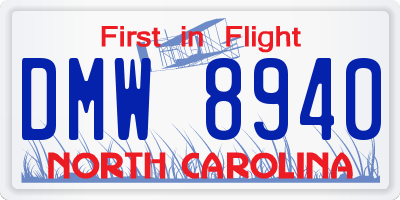 NC license plate DMW8940