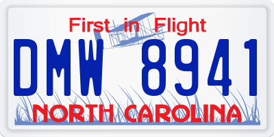 NC license plate DMW8941