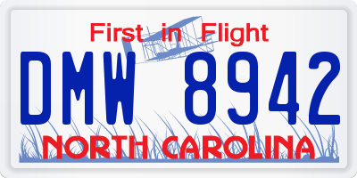 NC license plate DMW8942