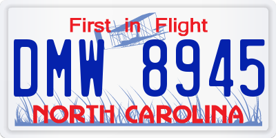 NC license plate DMW8945