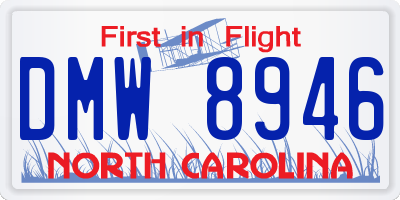 NC license plate DMW8946