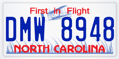 NC license plate DMW8948