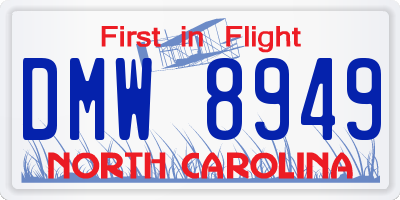 NC license plate DMW8949