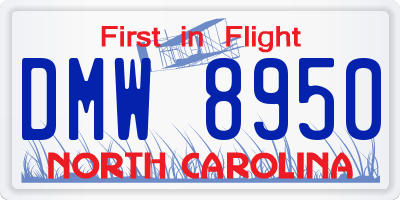 NC license plate DMW8950