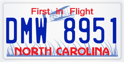 NC license plate DMW8951