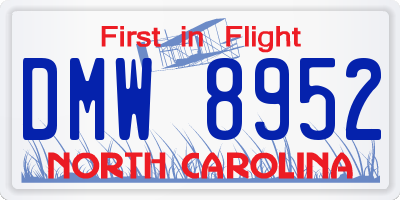 NC license plate DMW8952