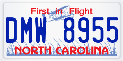 NC license plate DMW8955