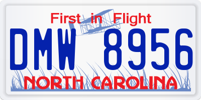 NC license plate DMW8956