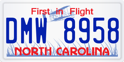 NC license plate DMW8958