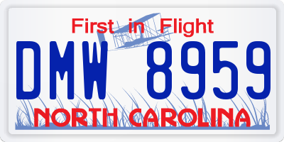 NC license plate DMW8959