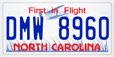 NC license plate DMW8960