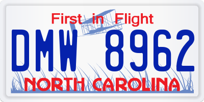 NC license plate DMW8962