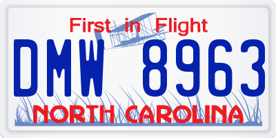 NC license plate DMW8963