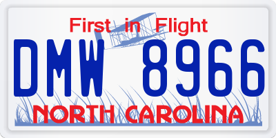 NC license plate DMW8966