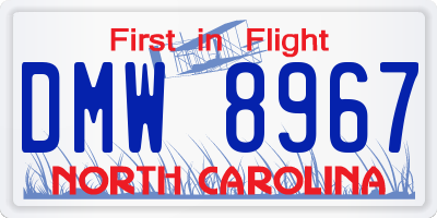 NC license plate DMW8967