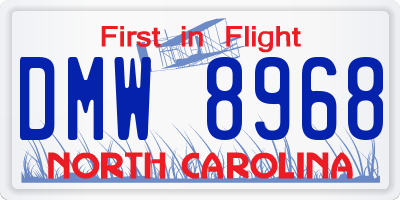 NC license plate DMW8968