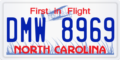 NC license plate DMW8969