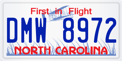 NC license plate DMW8972